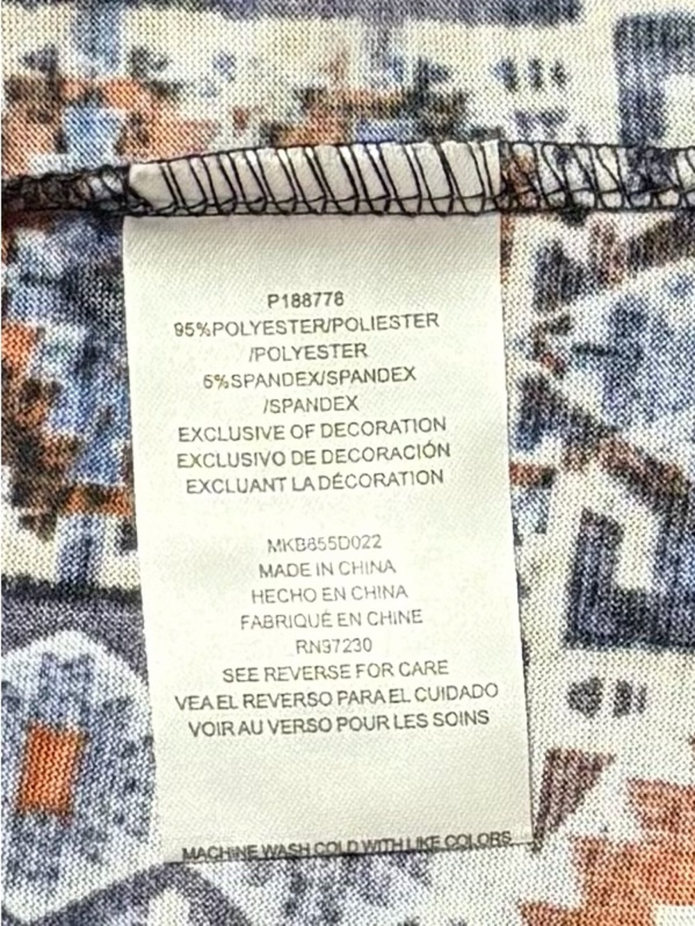 Absolutely Famous Women's Geometric Print Shirt - Blue and Orange - Picture 8 of 8